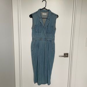 MPD MINKPINK Utility Blue Chambray Wrap Midi Dress